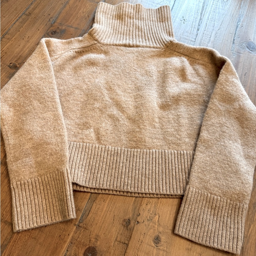 Babaton 💯 Percent Merino Wool woman’s tan sweater.  Excellent condition. Sz. S